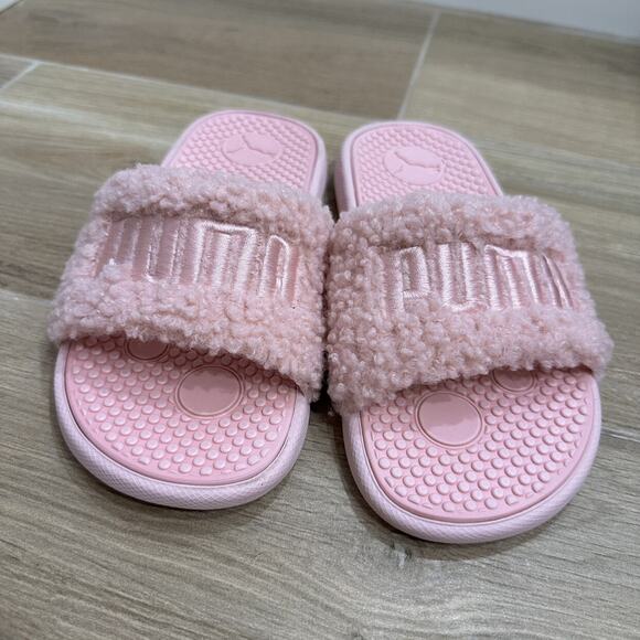 Puma Pink Cool Cat Sherpa Slide Sandals - Picture 2 of 9